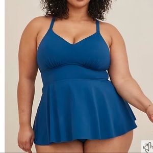 TORRID blue and black tankini swimsuit, 2X.